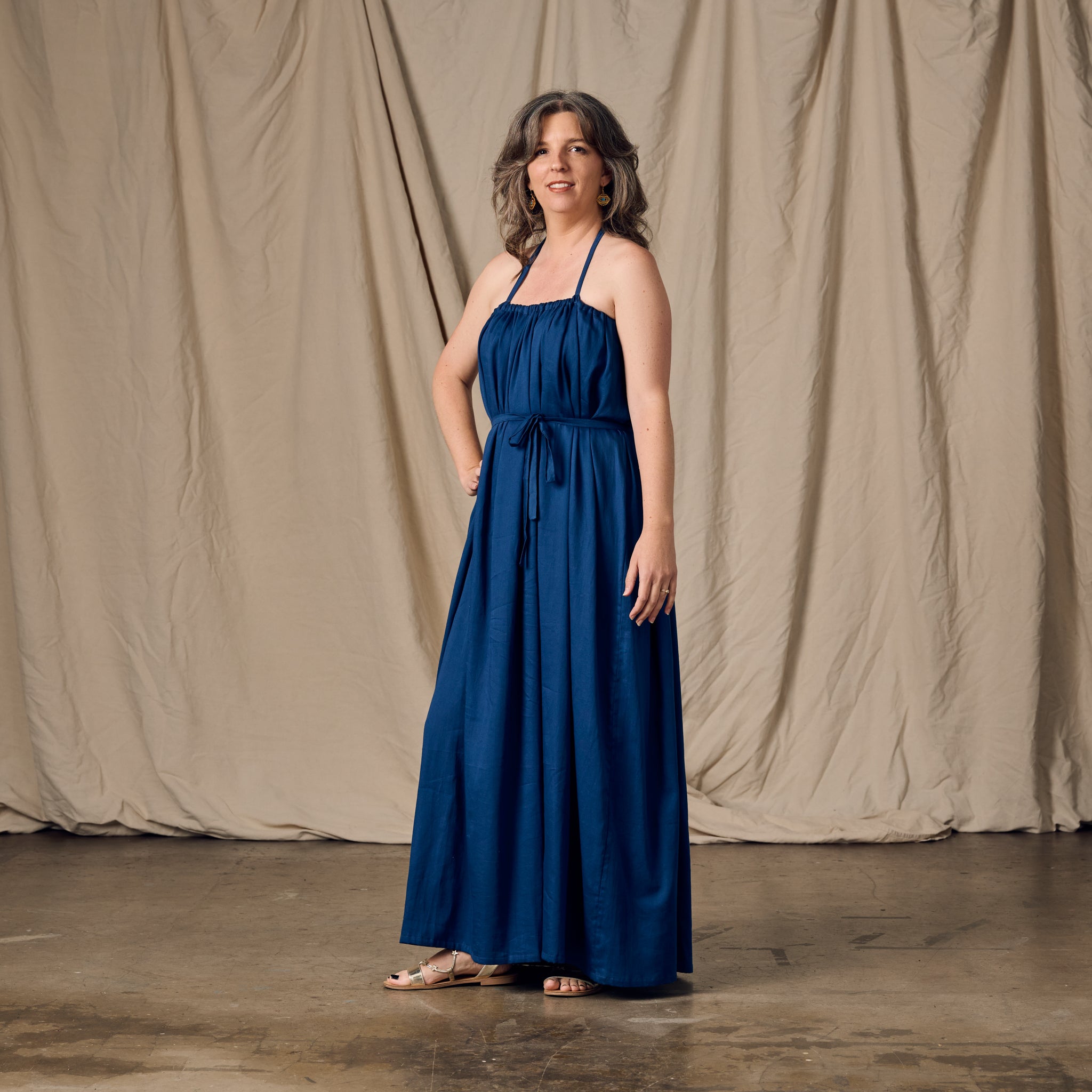 Kanya Blue Cotton Maxi Style Dress