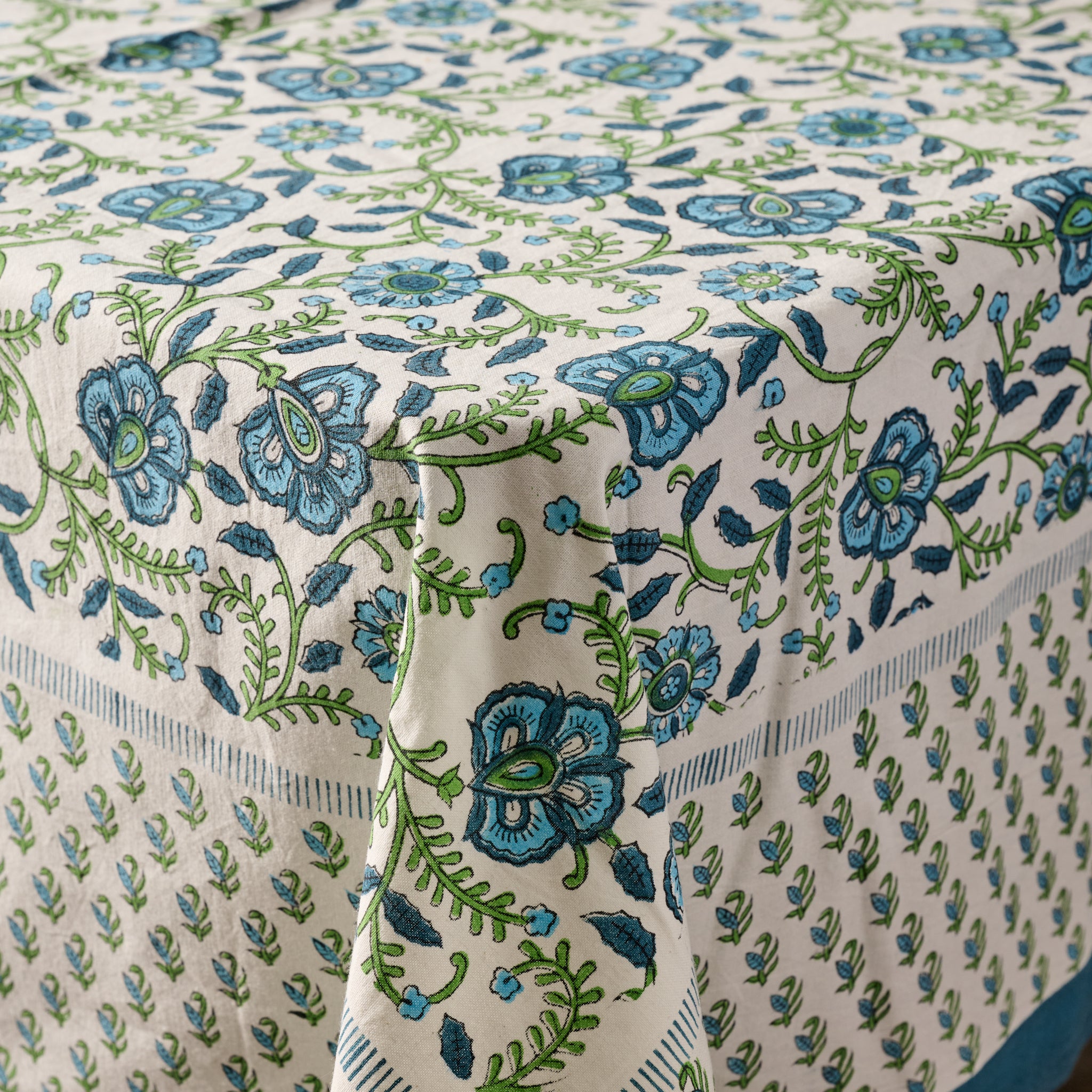 Sharan Floral Block Print Tablecloth