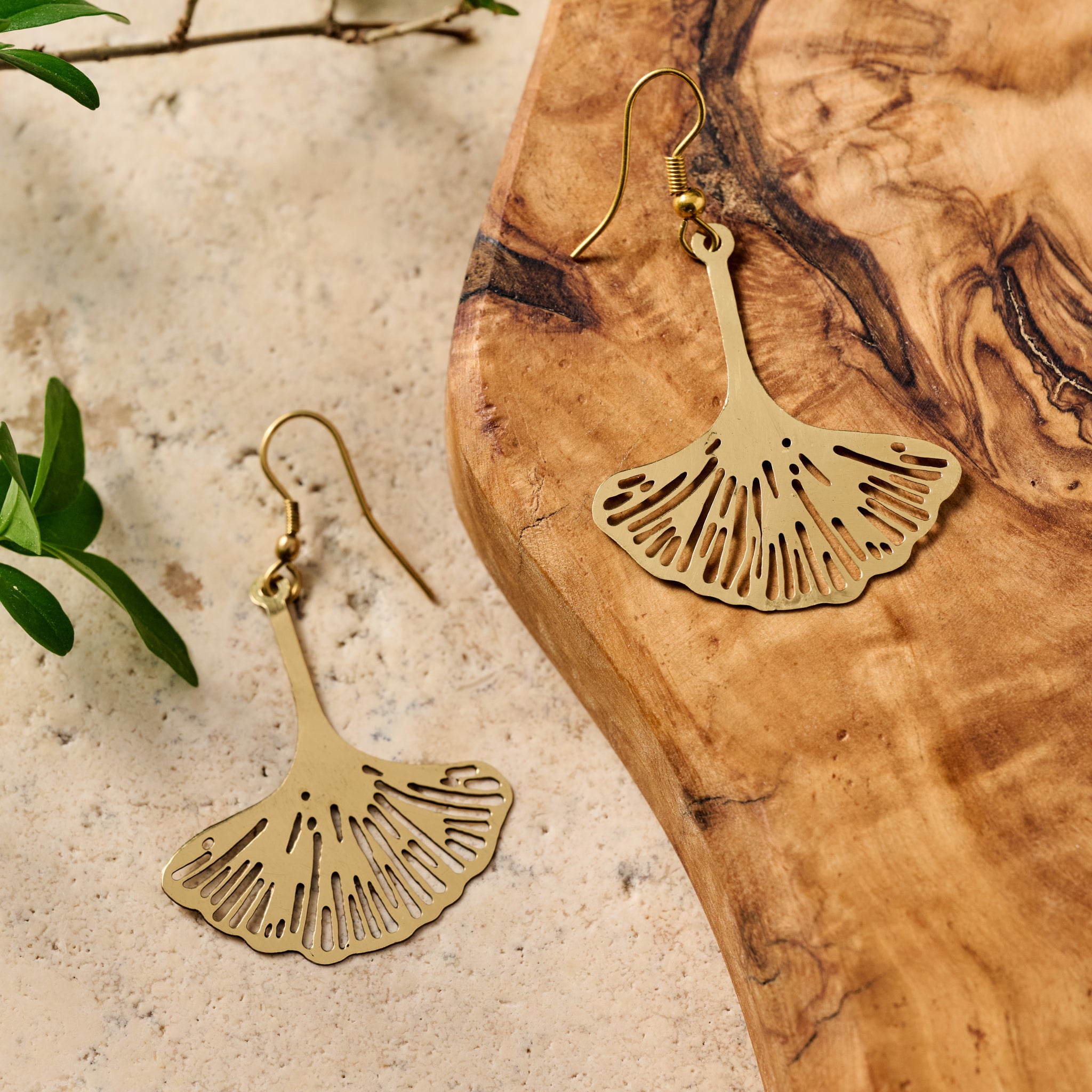 Ginkgo Leaf Dangle Earrings