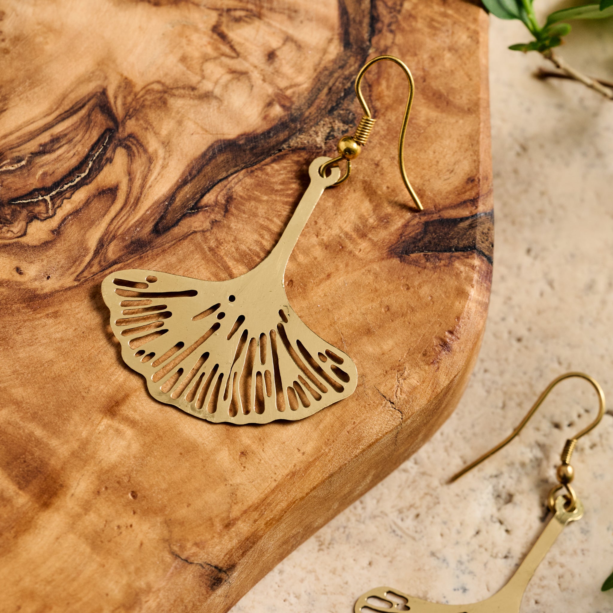 Ginkgo Leaf Dangle Earrings