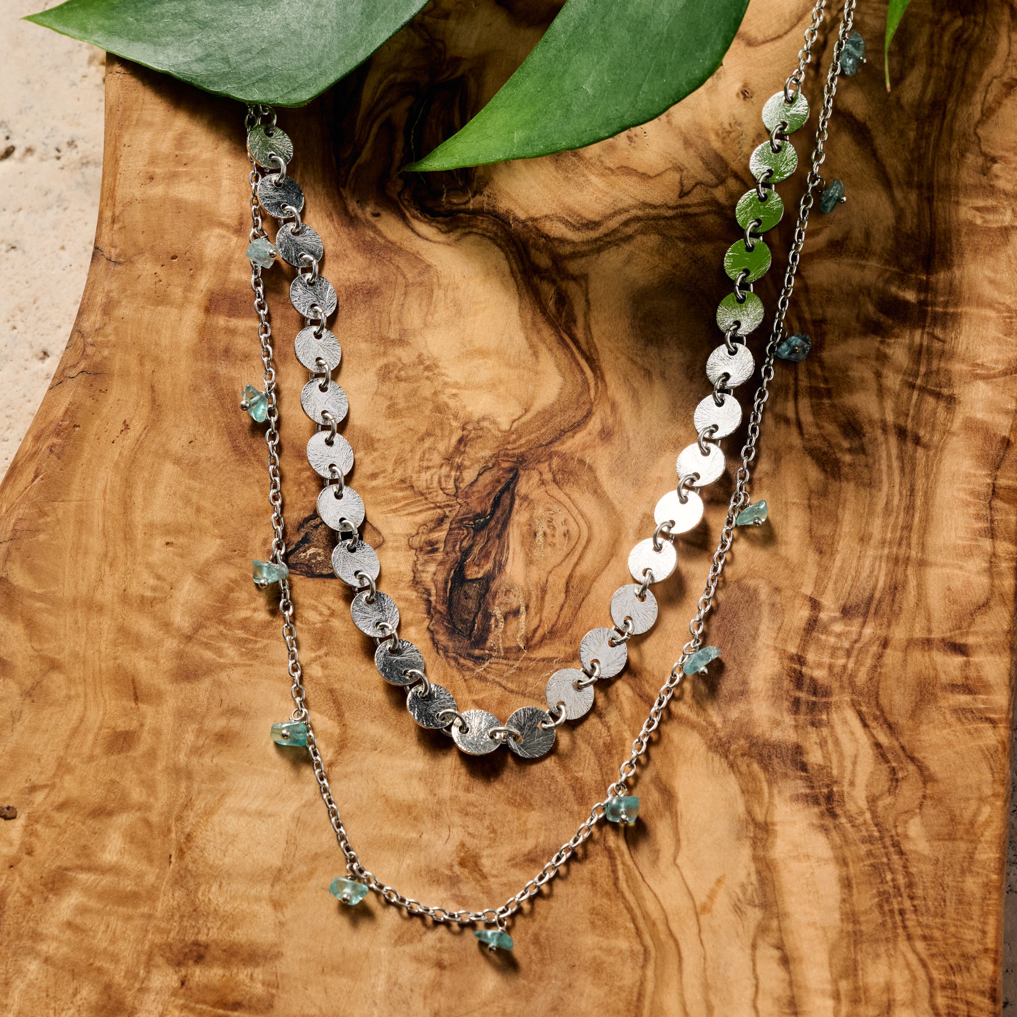 Dohara Disc and Stone Necklace