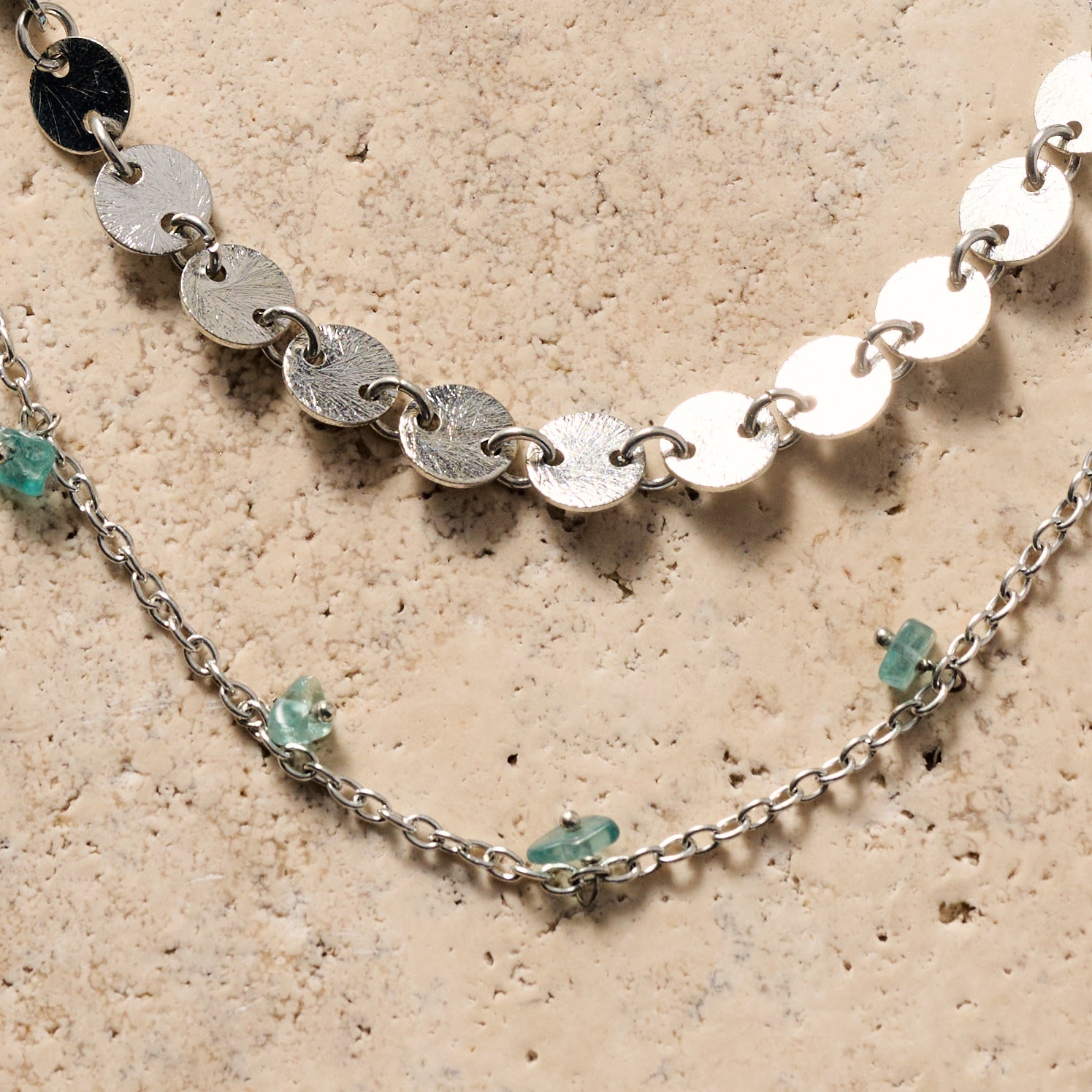 Dohara Disc and Stone Necklace