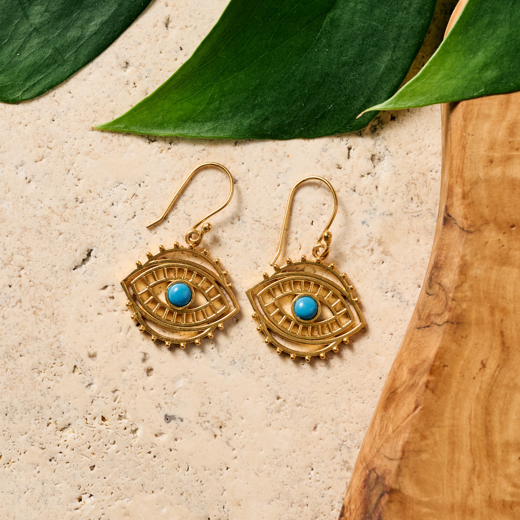 Firoza Evil Eye Dangle Earrings