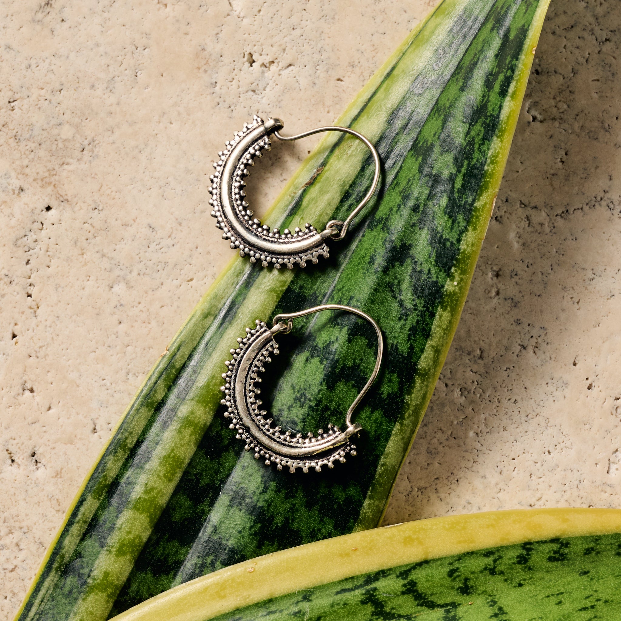 Manake Silvertone Arc Dangle Earrings