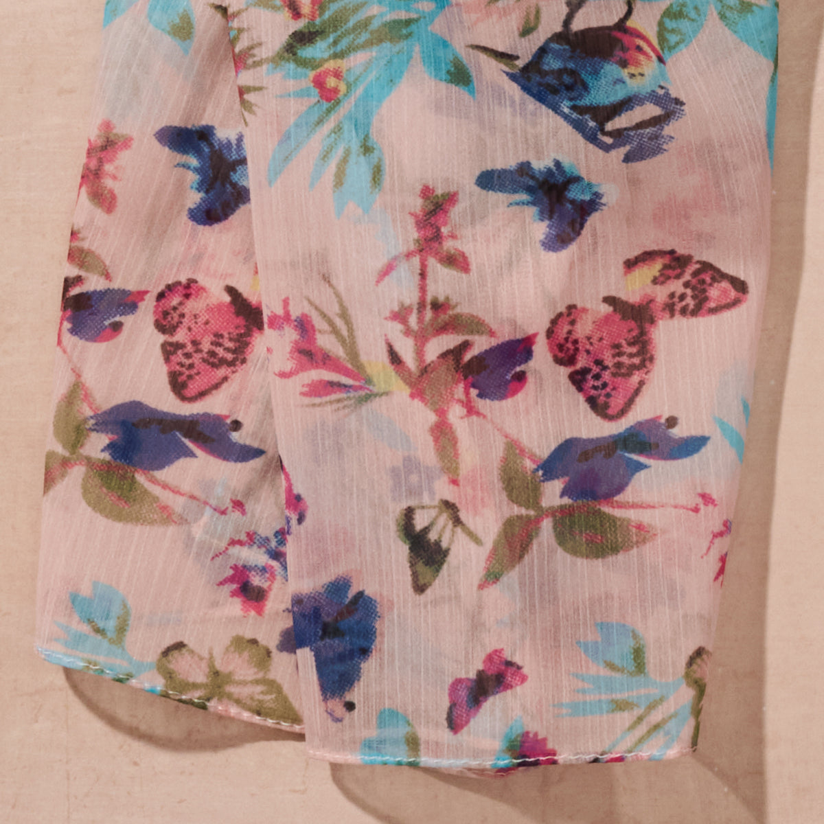 Komal Floral and Butterfly Chiffon Scarf - Ten Thousand Villages
