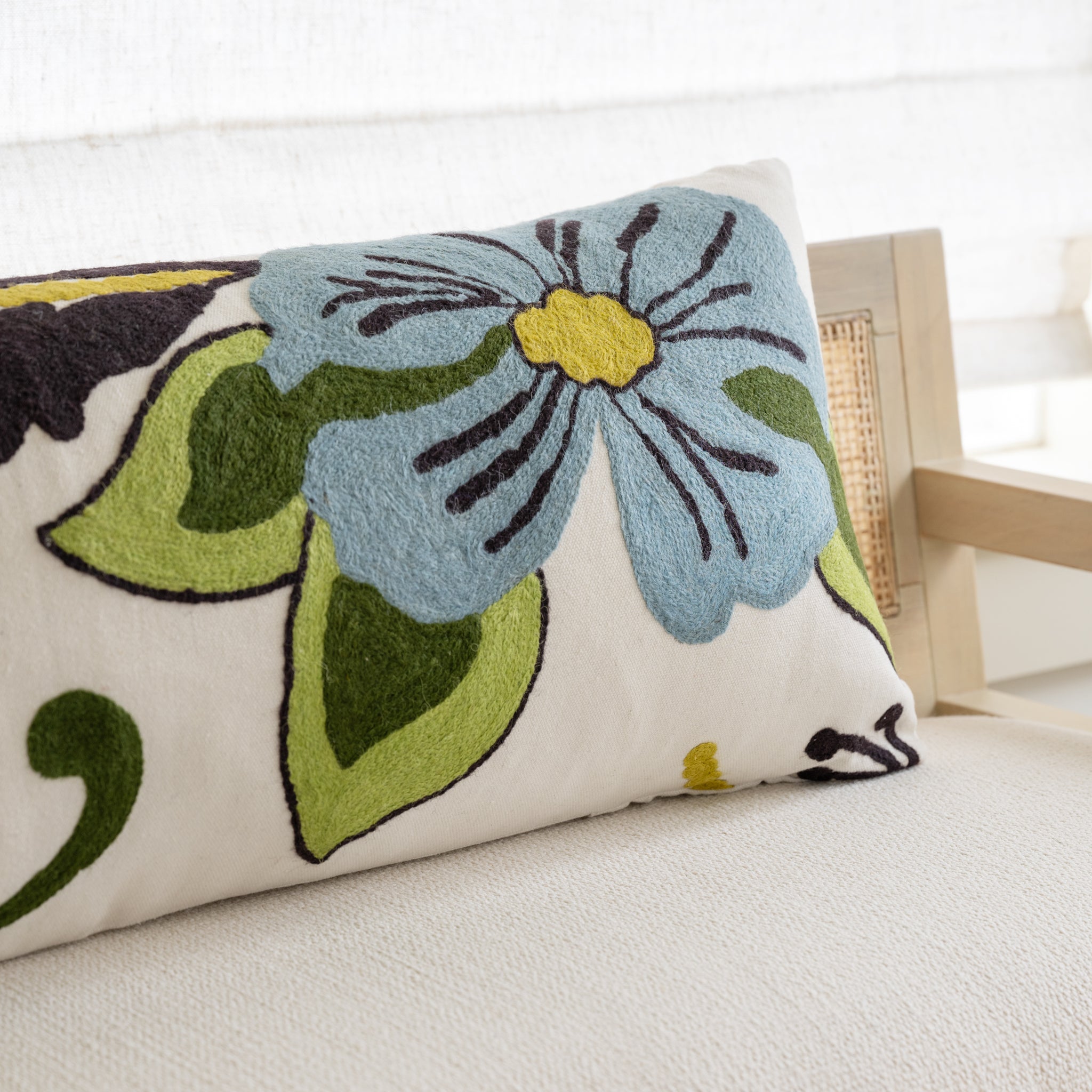 Jangal Embroidered Lumbar Pillow Cover
