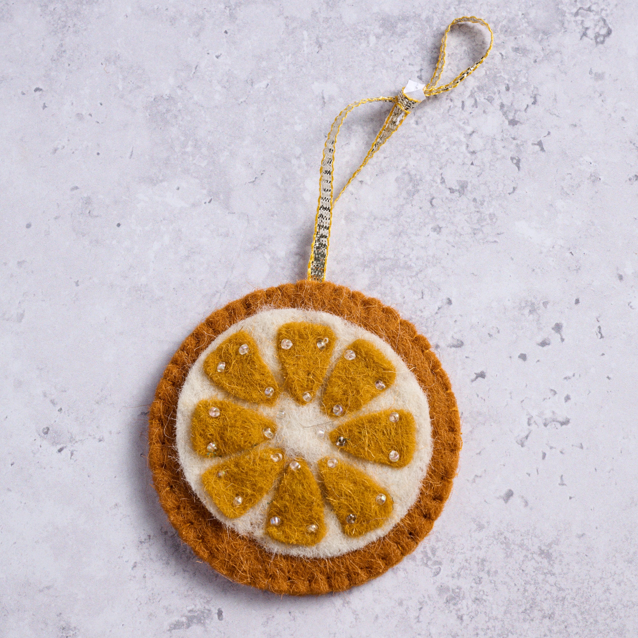 Felt Orange Slice Ornament - Ten Thousand Villages