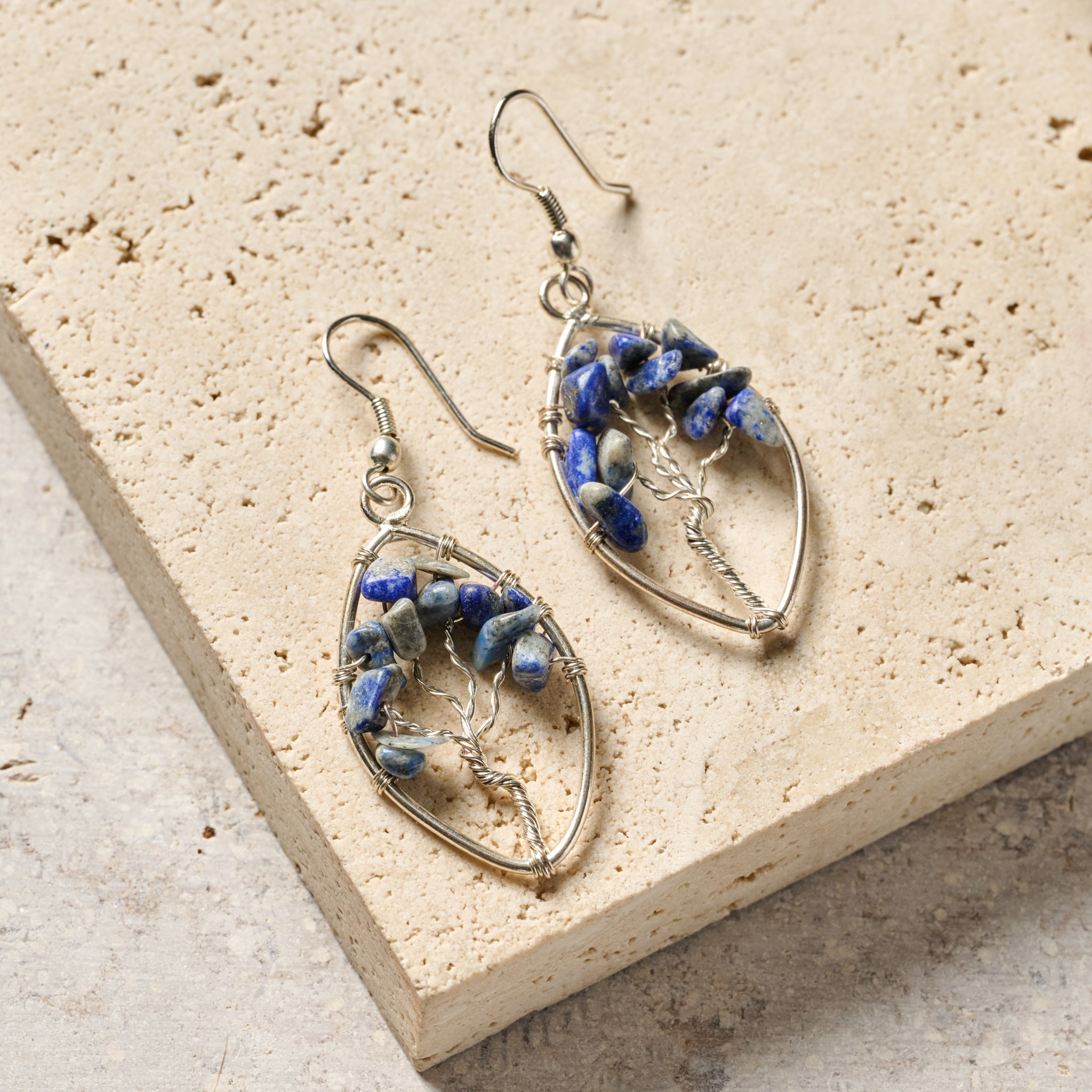 Lapis Tree Drop Earrings - Ten Thousand Villages