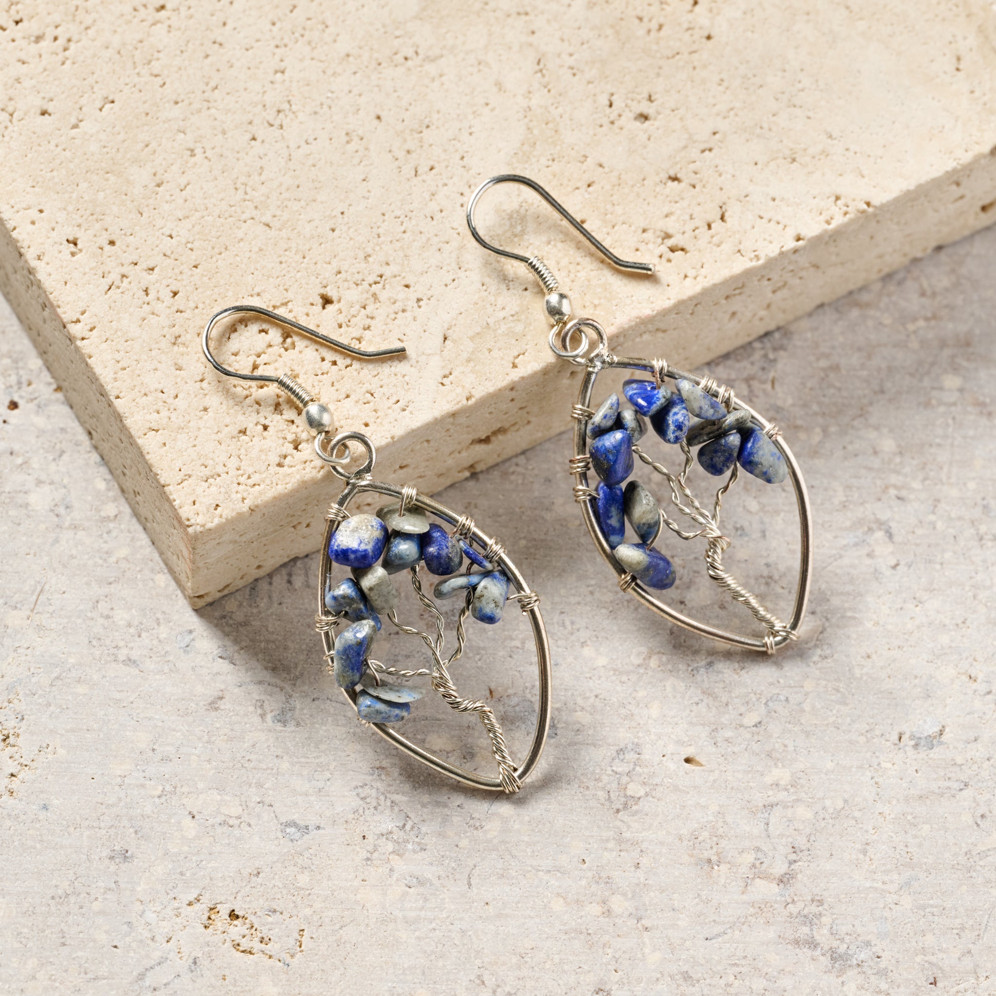 Lapis Tree Drop Earrings - Ten Thousand Villages