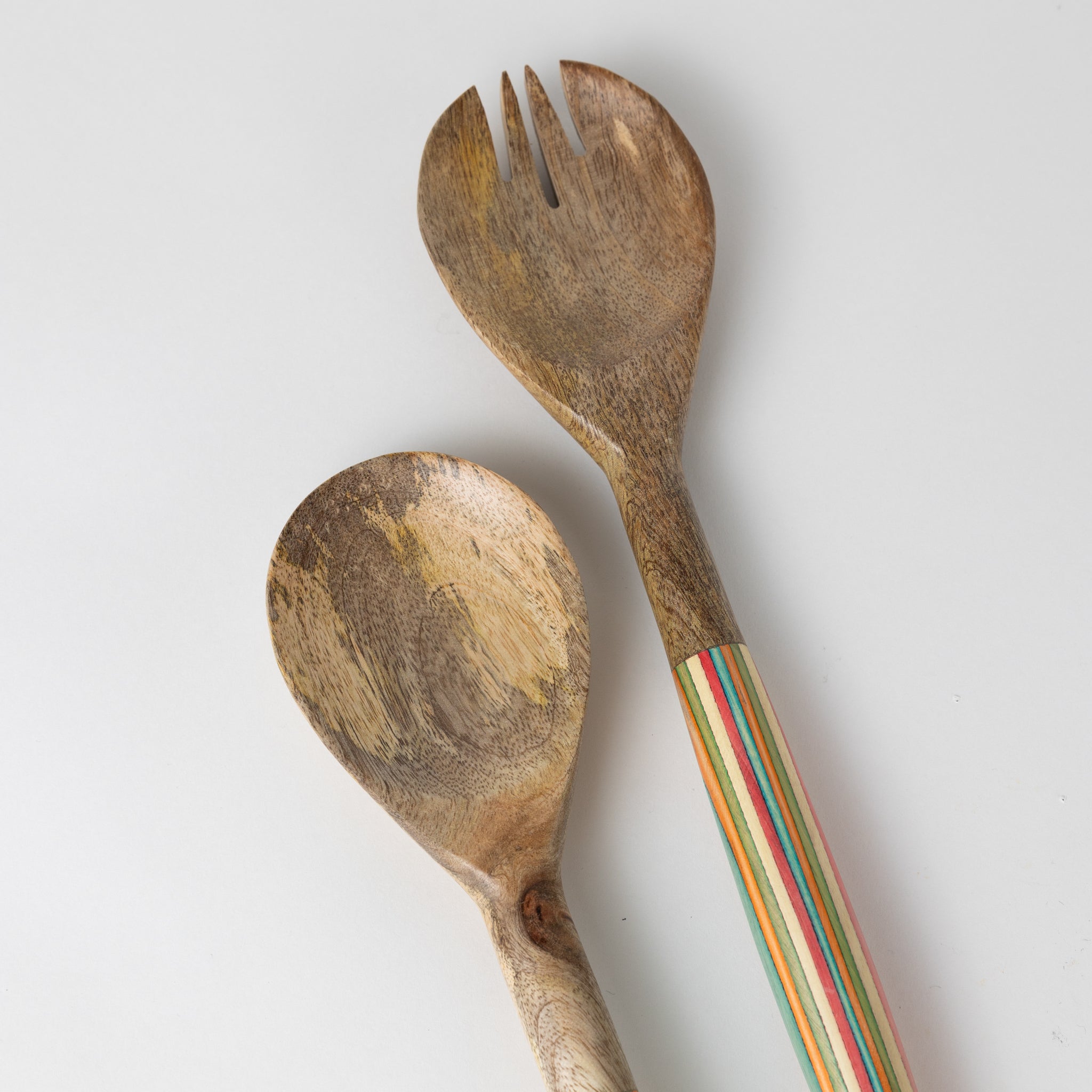 Striped Mango Wood Salad Servers - Ten Thousand Villages