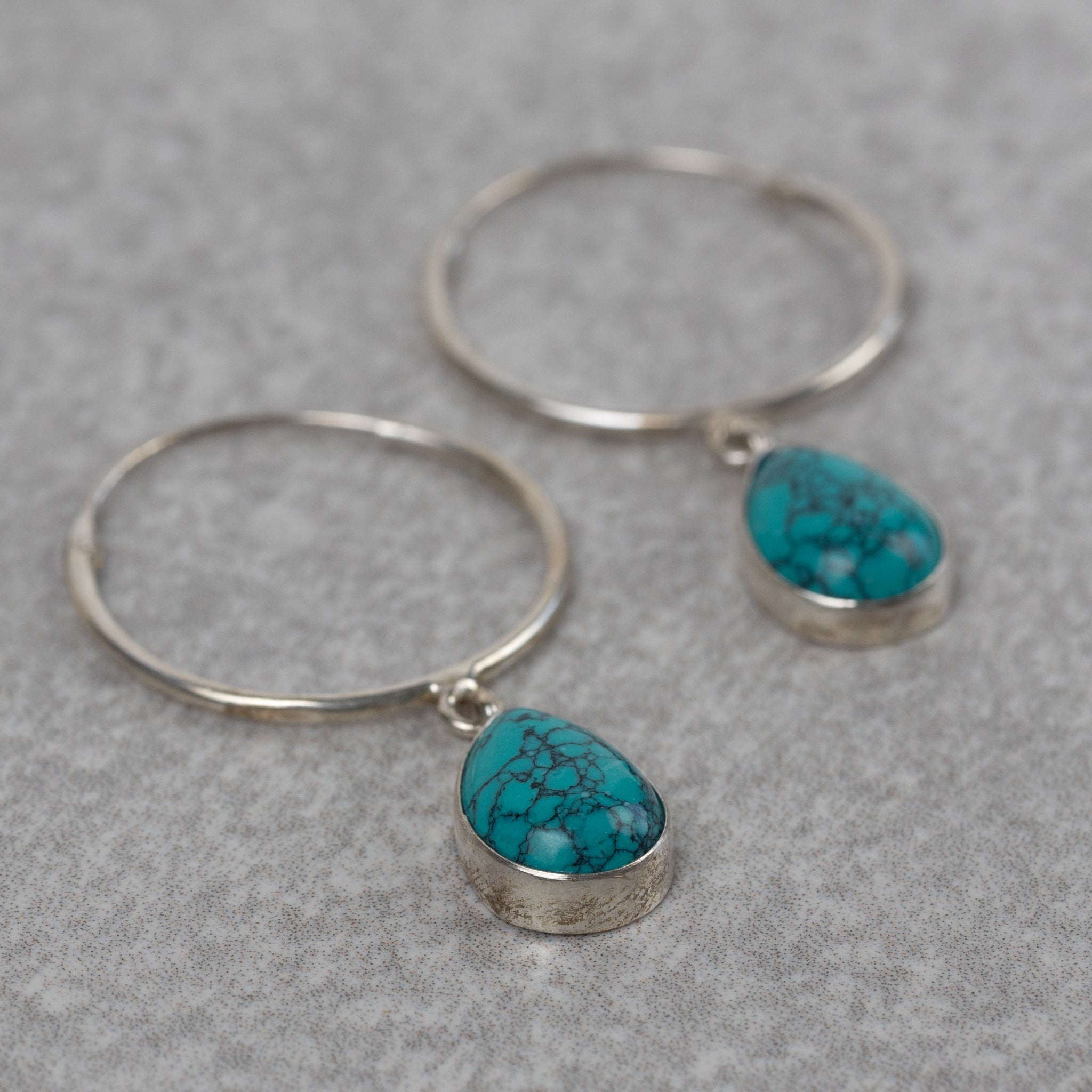 Turquoise Drop Hoop Earrings - Ten Thousand Villages