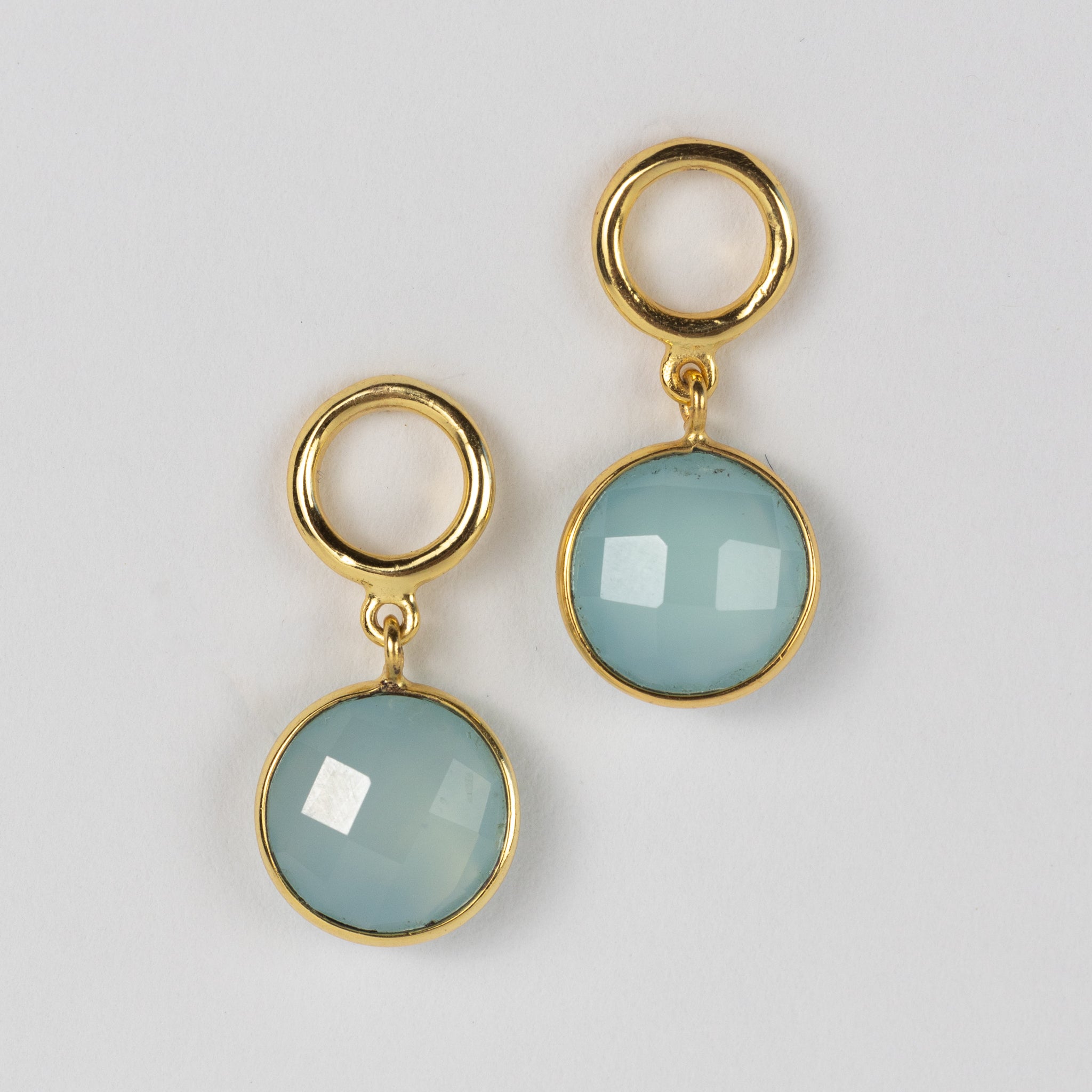 Sona Chalcedony Blue Gem Drop Earrings - Ten Thousand Villages