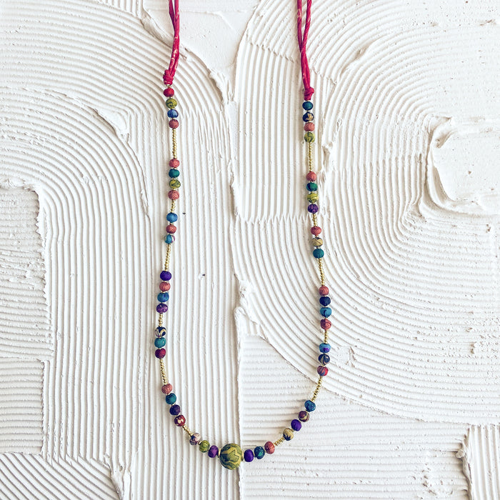 Kavya Recycled Sari Beaded Necklace 4