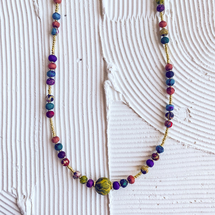 Kavya Recycled Sari Beaded Necklace 1