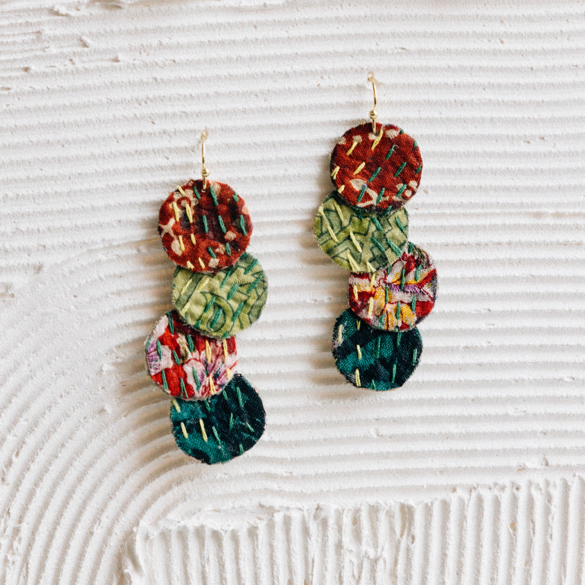 Ria Kantha Dangle Earrings - Ten Thousand Villages