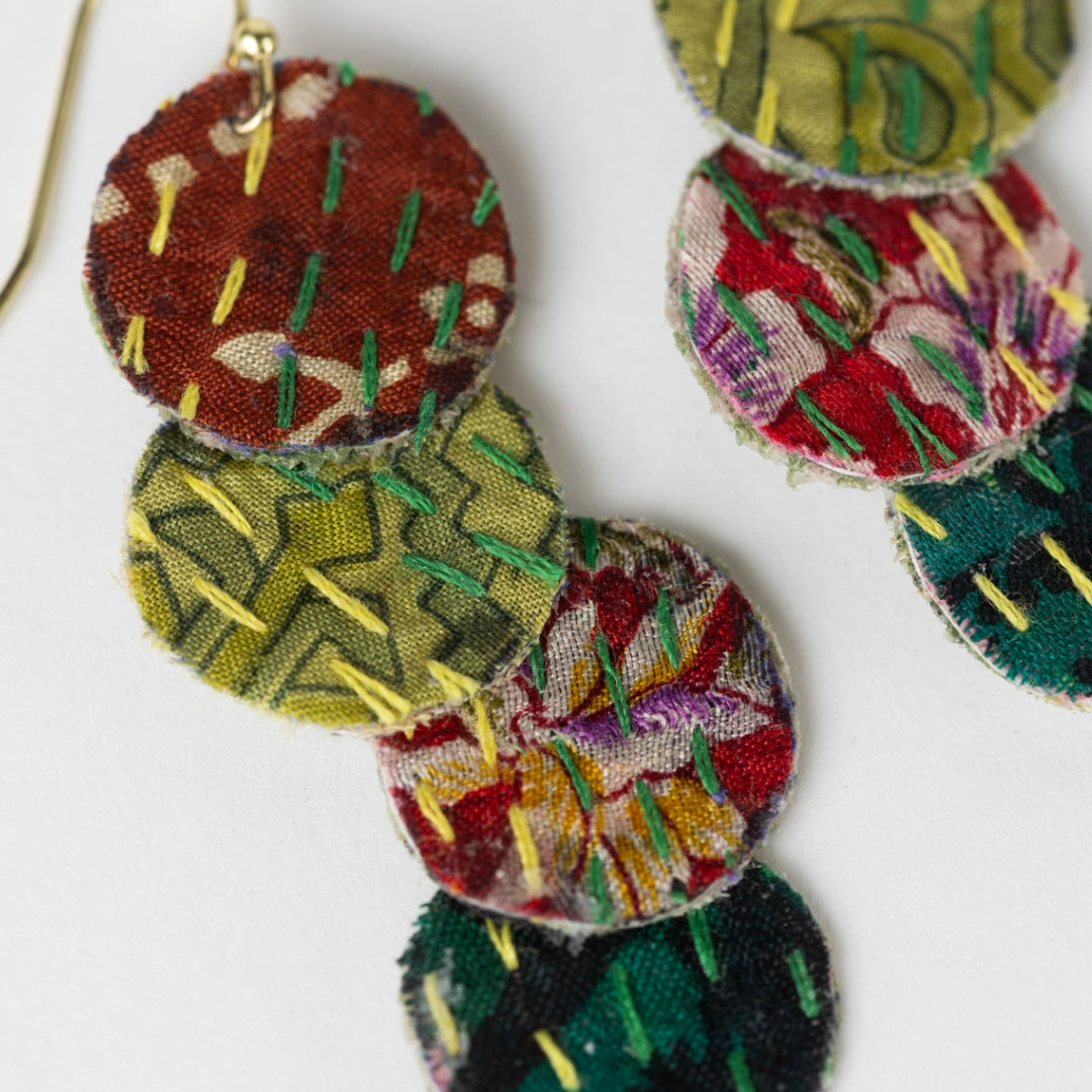 Ria Kantha Dangle Earrings - Ten Thousand Villages