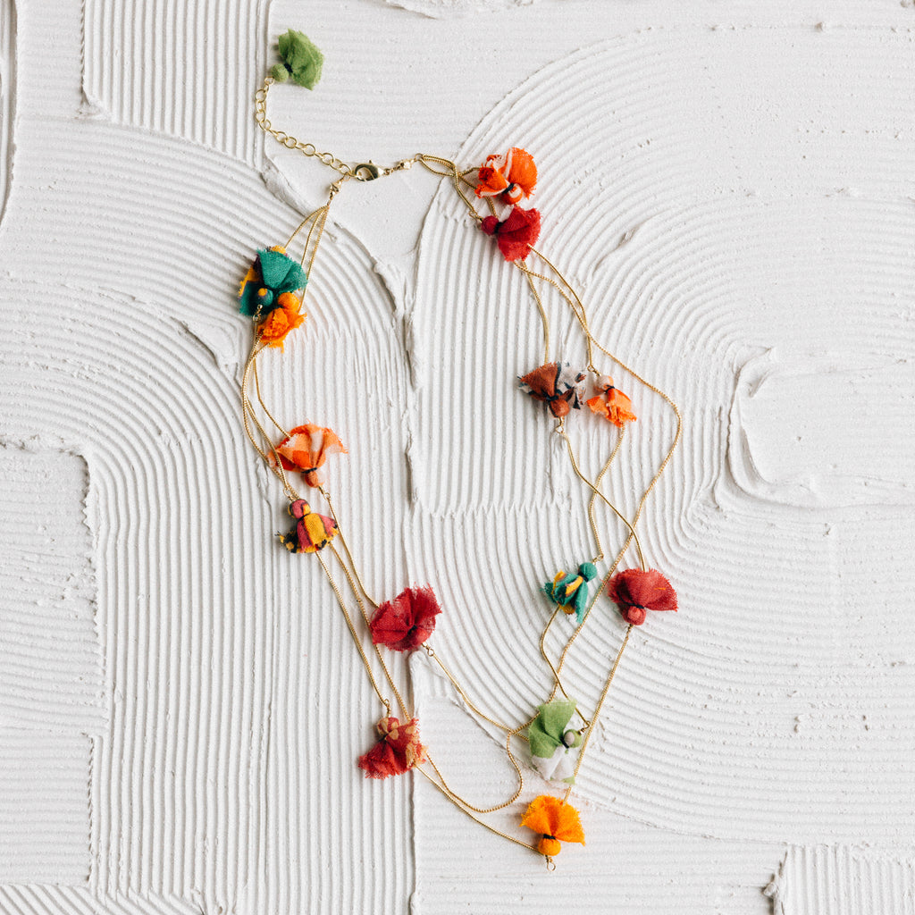 Collier Perles De Verre Ten Thousand Villages Or Vert Ambre - Occasion