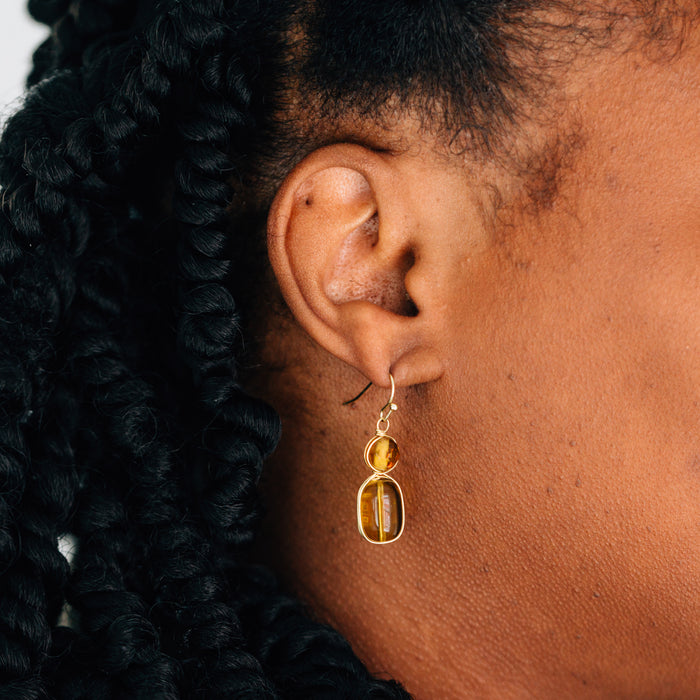 Amber Glass Drop Earrings 2