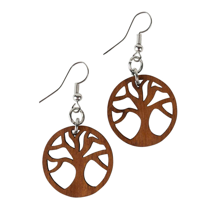 Tree of Life Dangle Wood Earrings 1