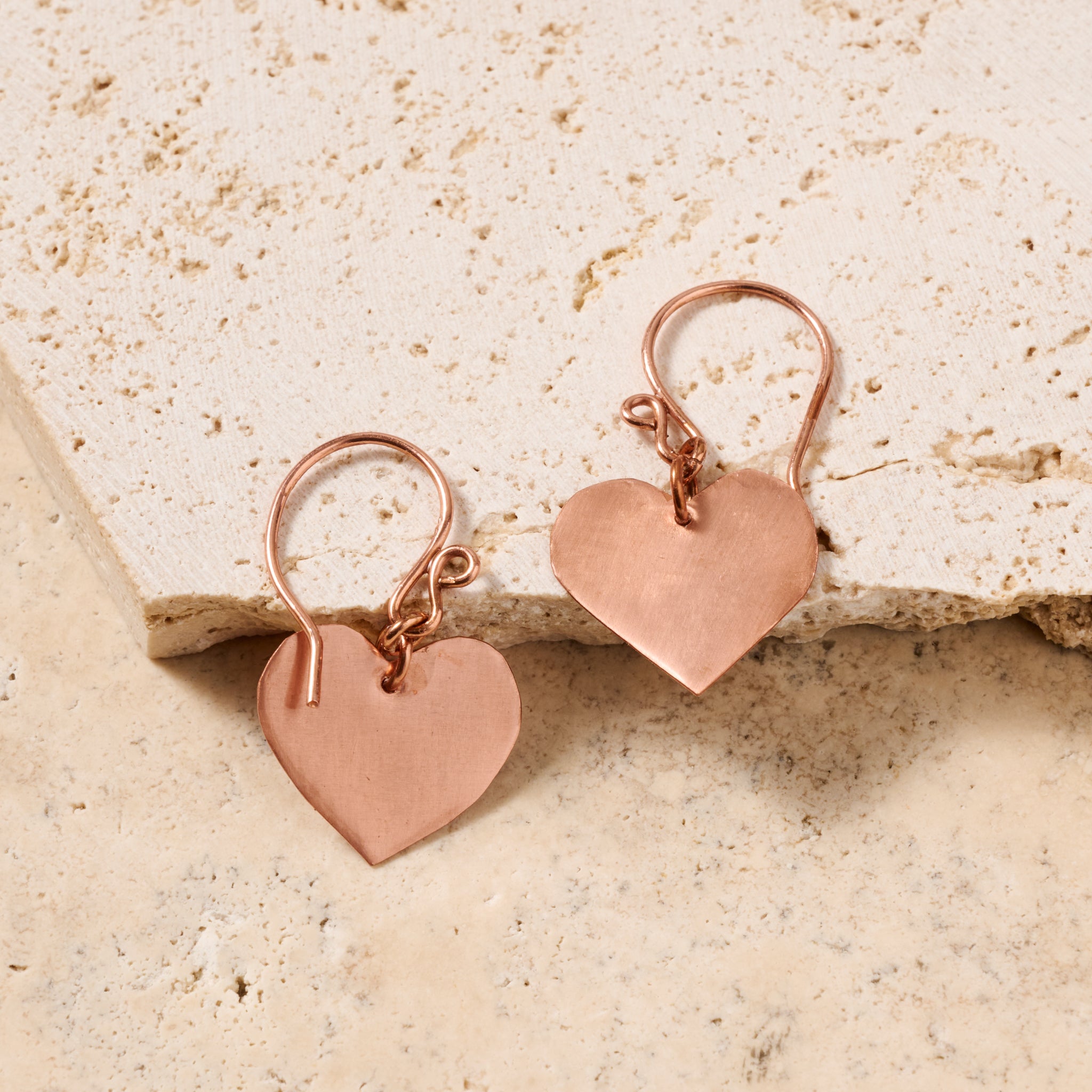 Alma Copper Heart Earrings
