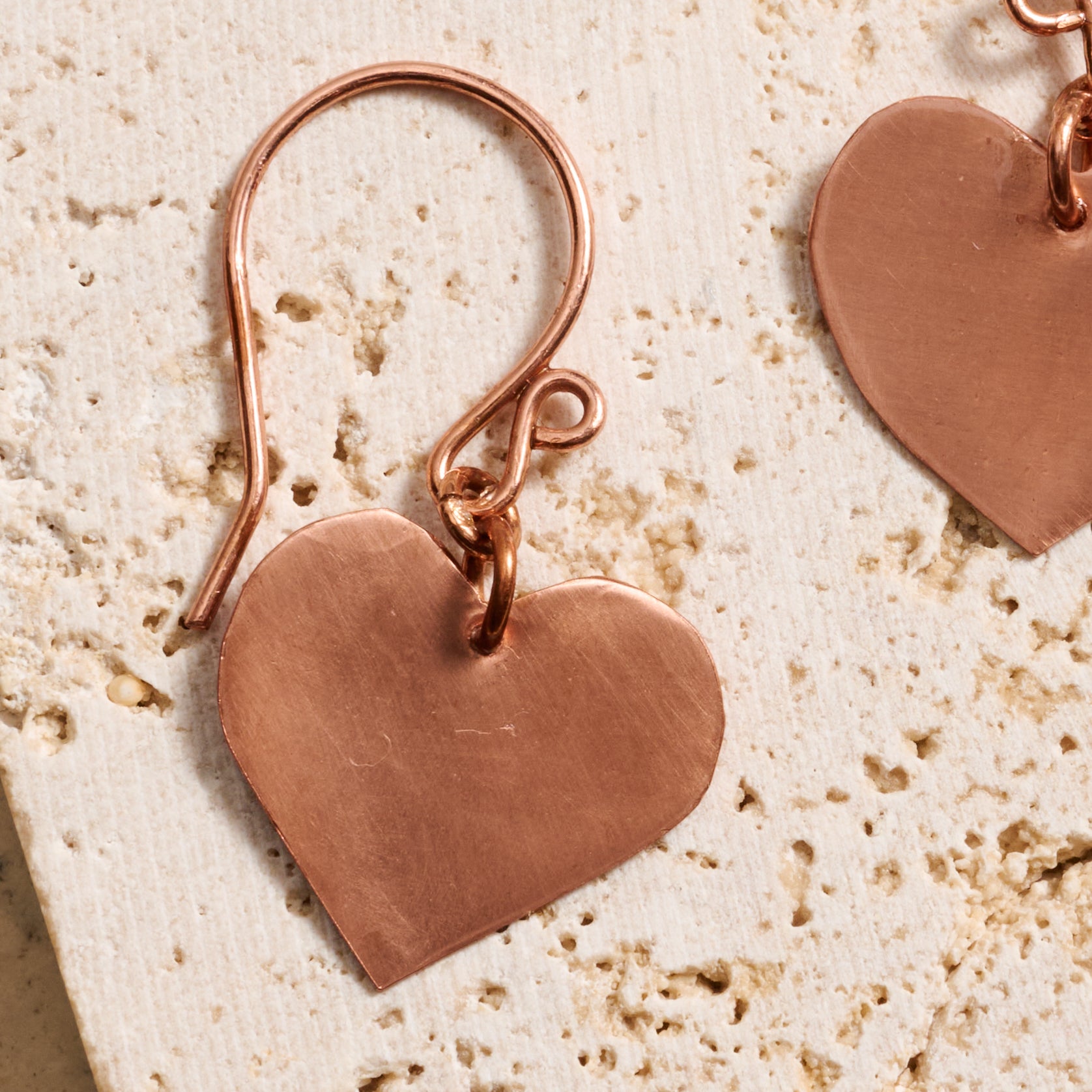 Alma Copper Heart Earrings