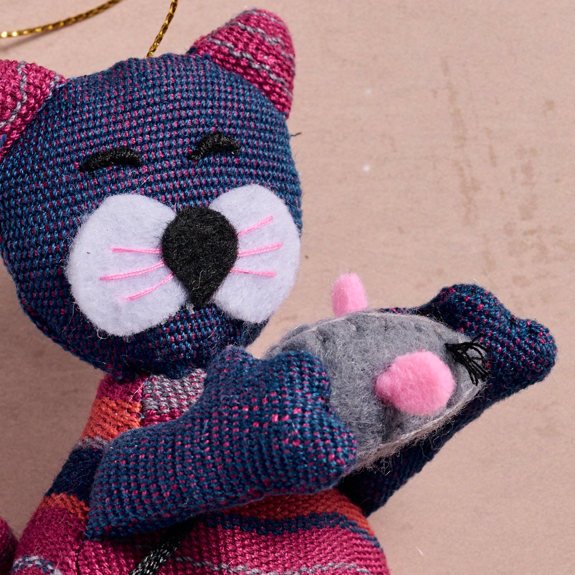 Ten Thousand Villages Amable Cat & Mouse Ornament