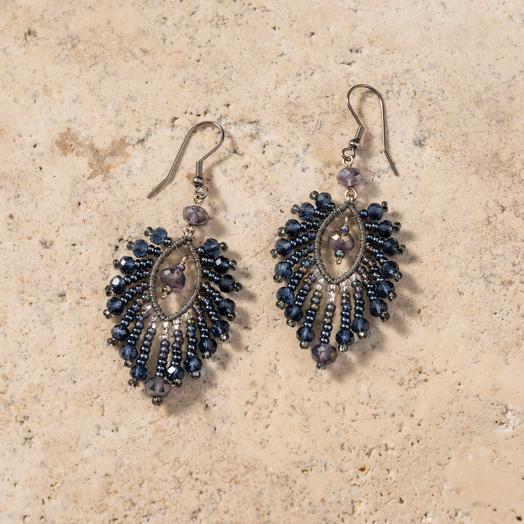 Pluma Beaded Glass Earrings
