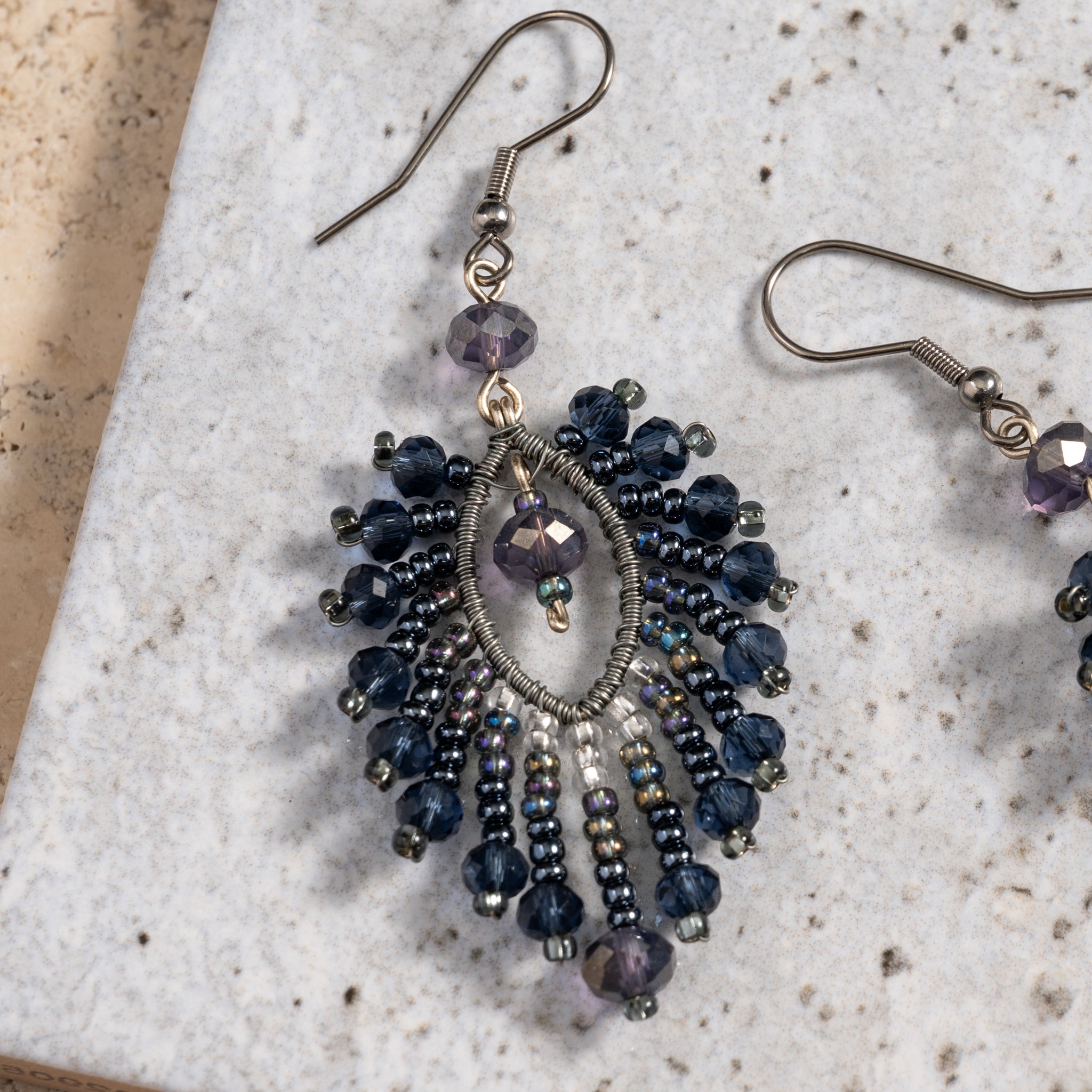 Pluma Beaded Glass Earrings