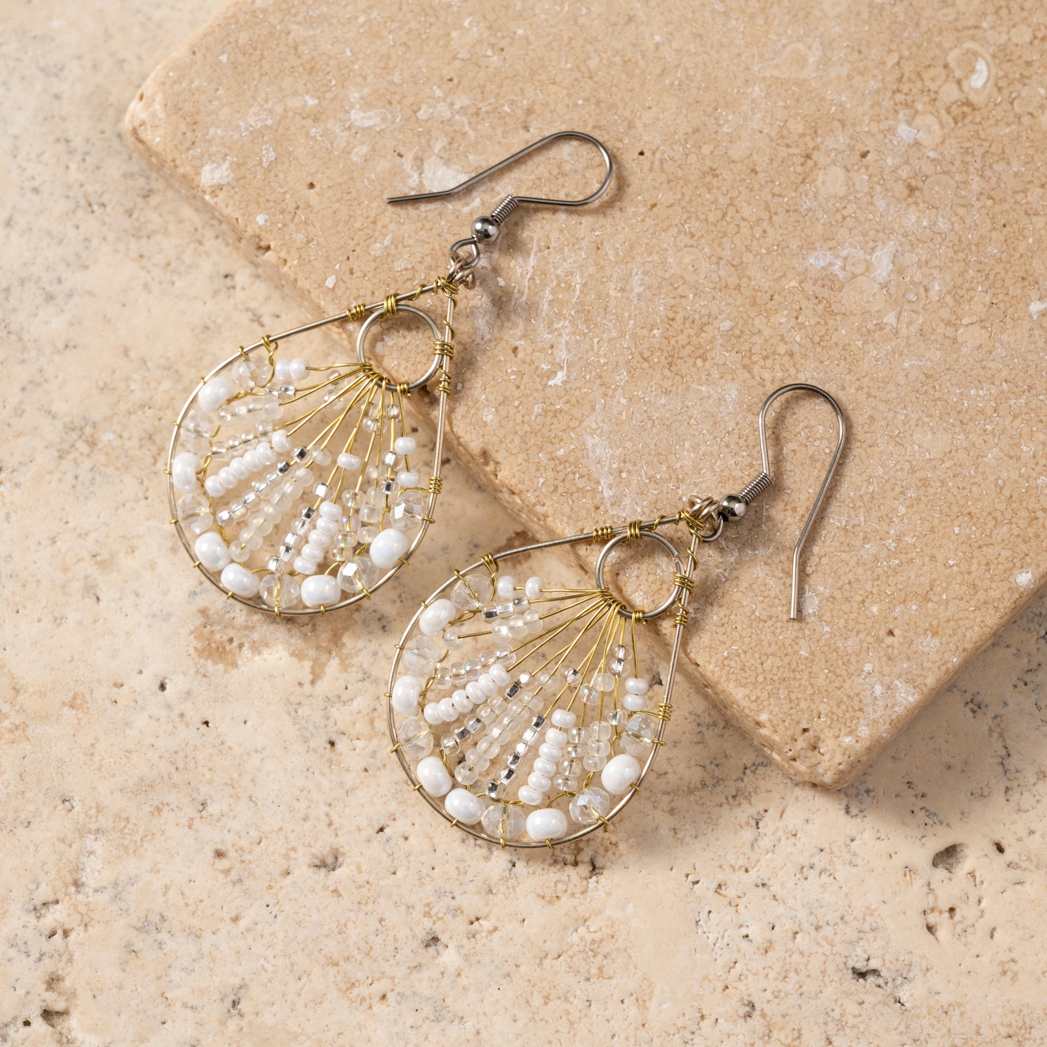 Vaso Glass Bead Teardrop Earrings