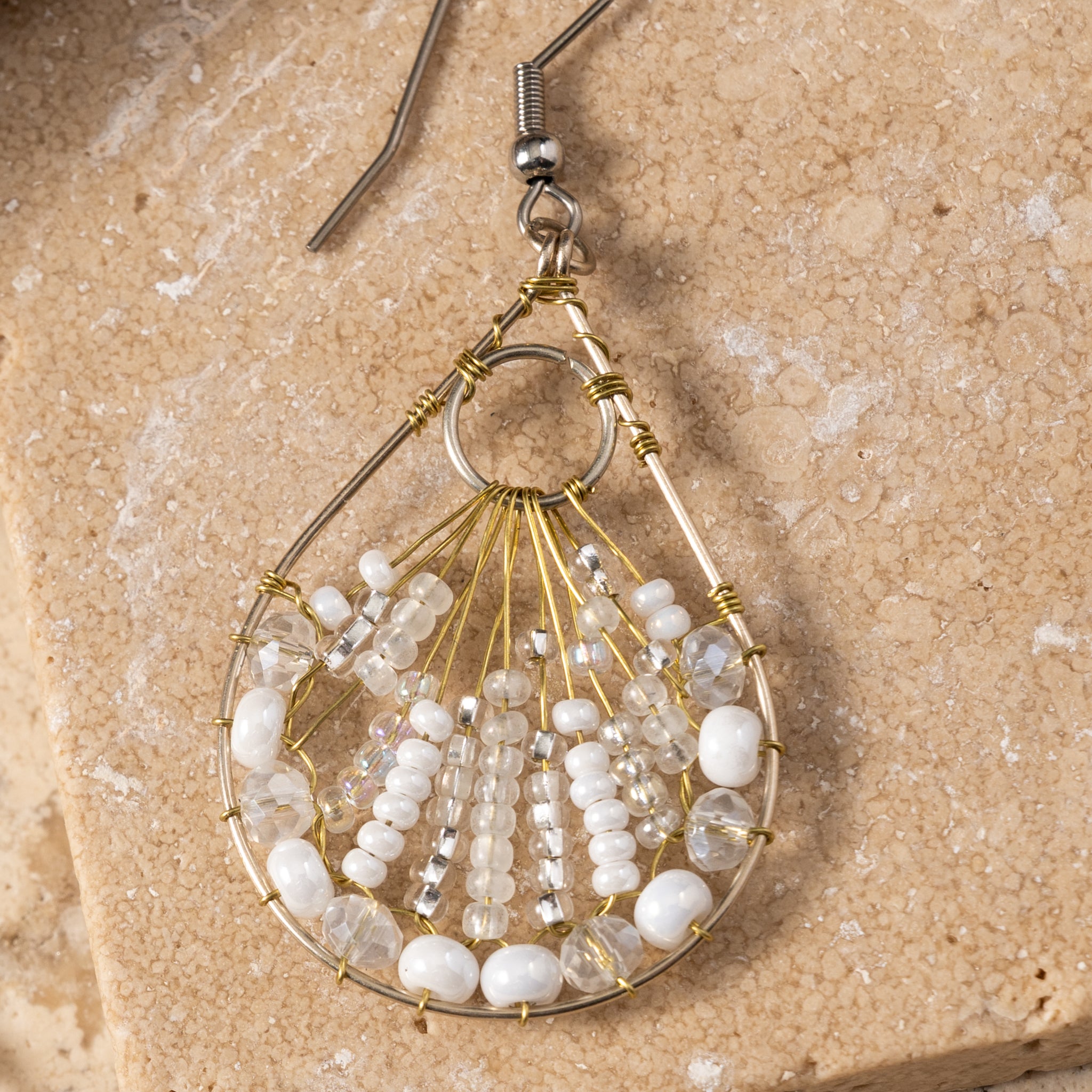 Vaso Glass Bead Teardrop Earrings