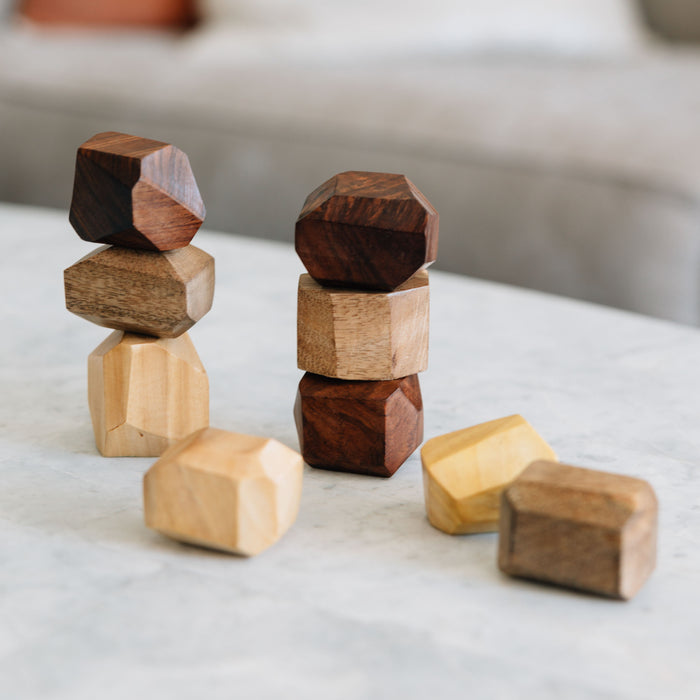 Upcycled Wood Stacking Stones - Set of 9 2