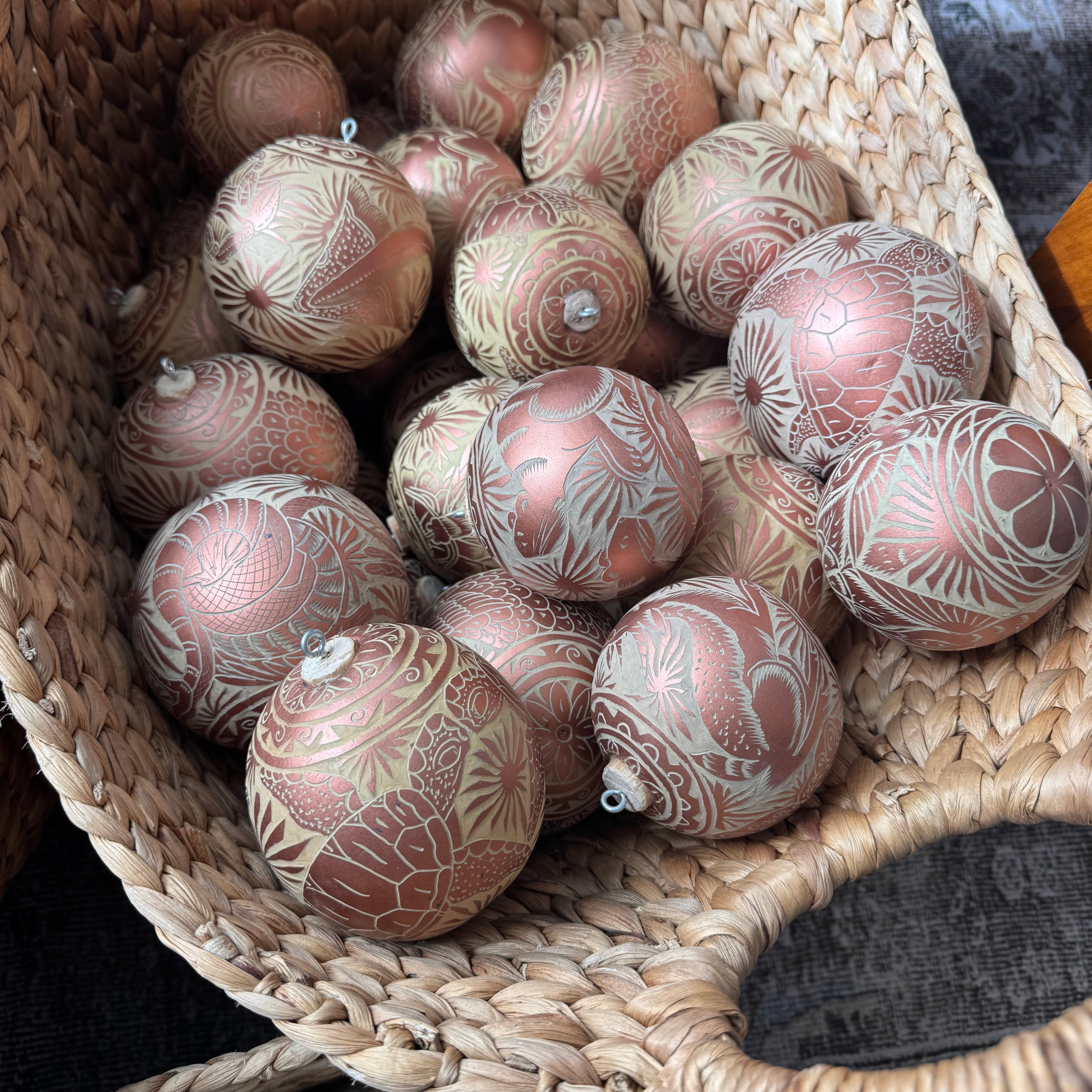 Bronce Etched Ball Ornament