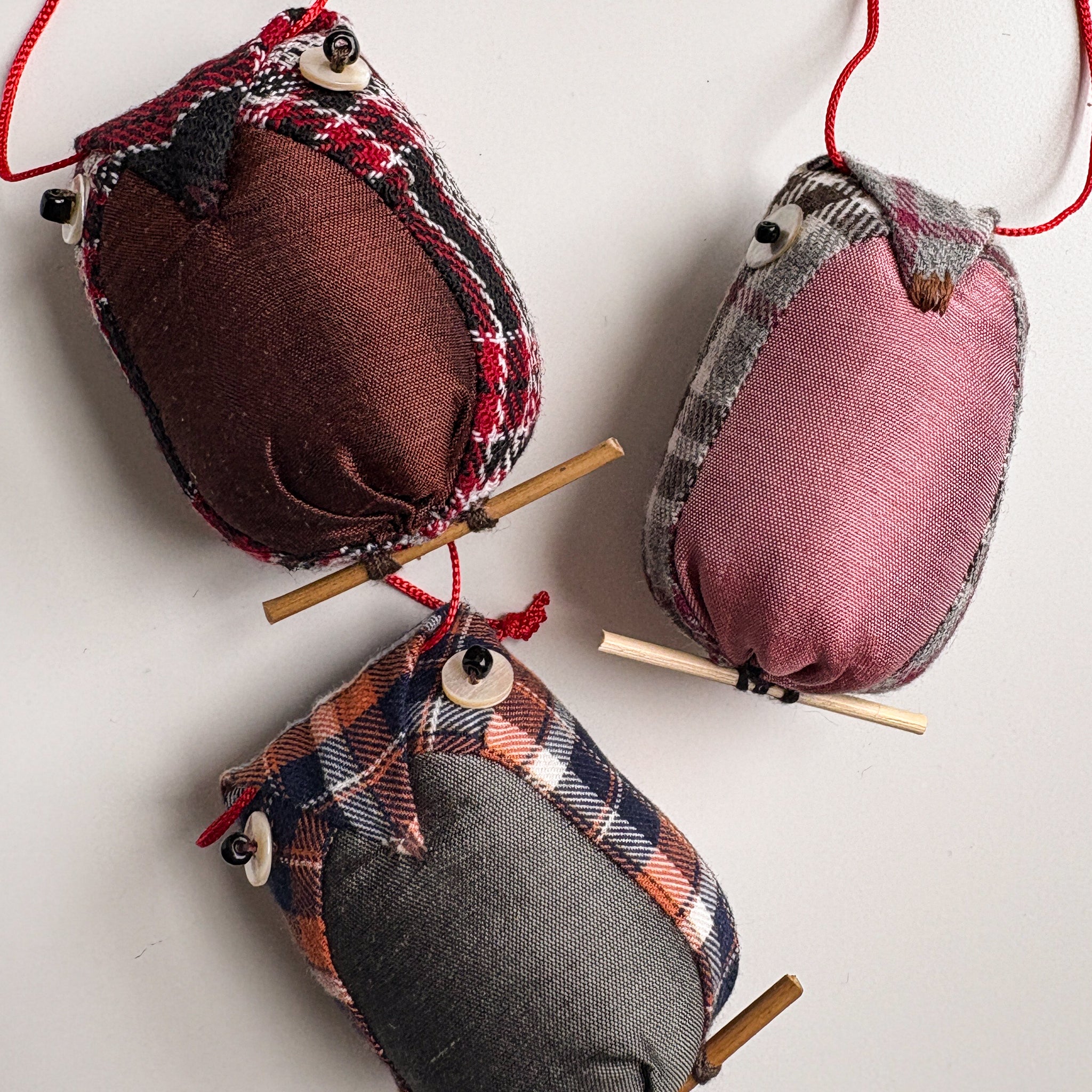 Khon Plaid Owl Ornament