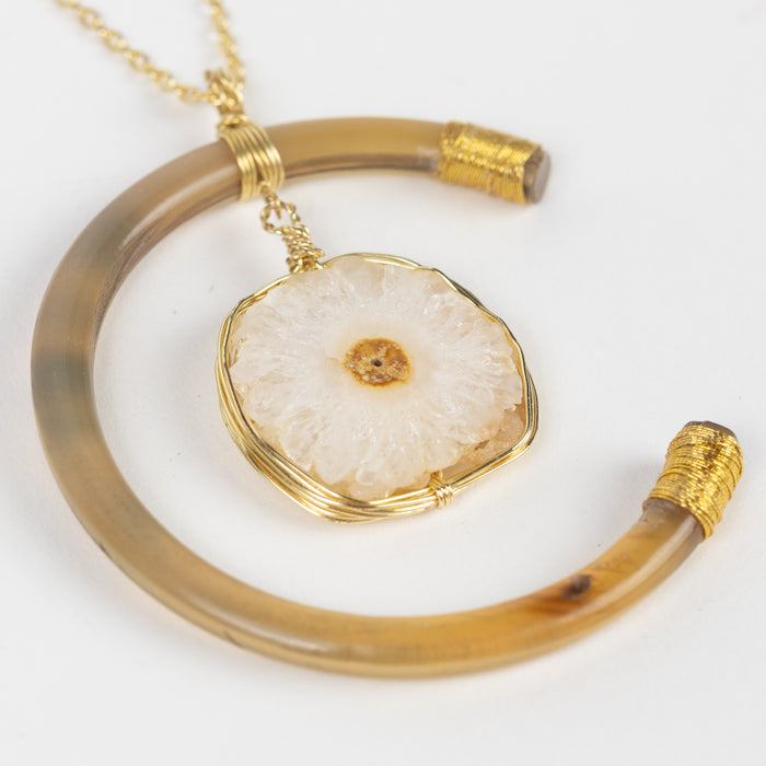 Celestial Reclaimed Horn & Geode Pendant Necklace 4