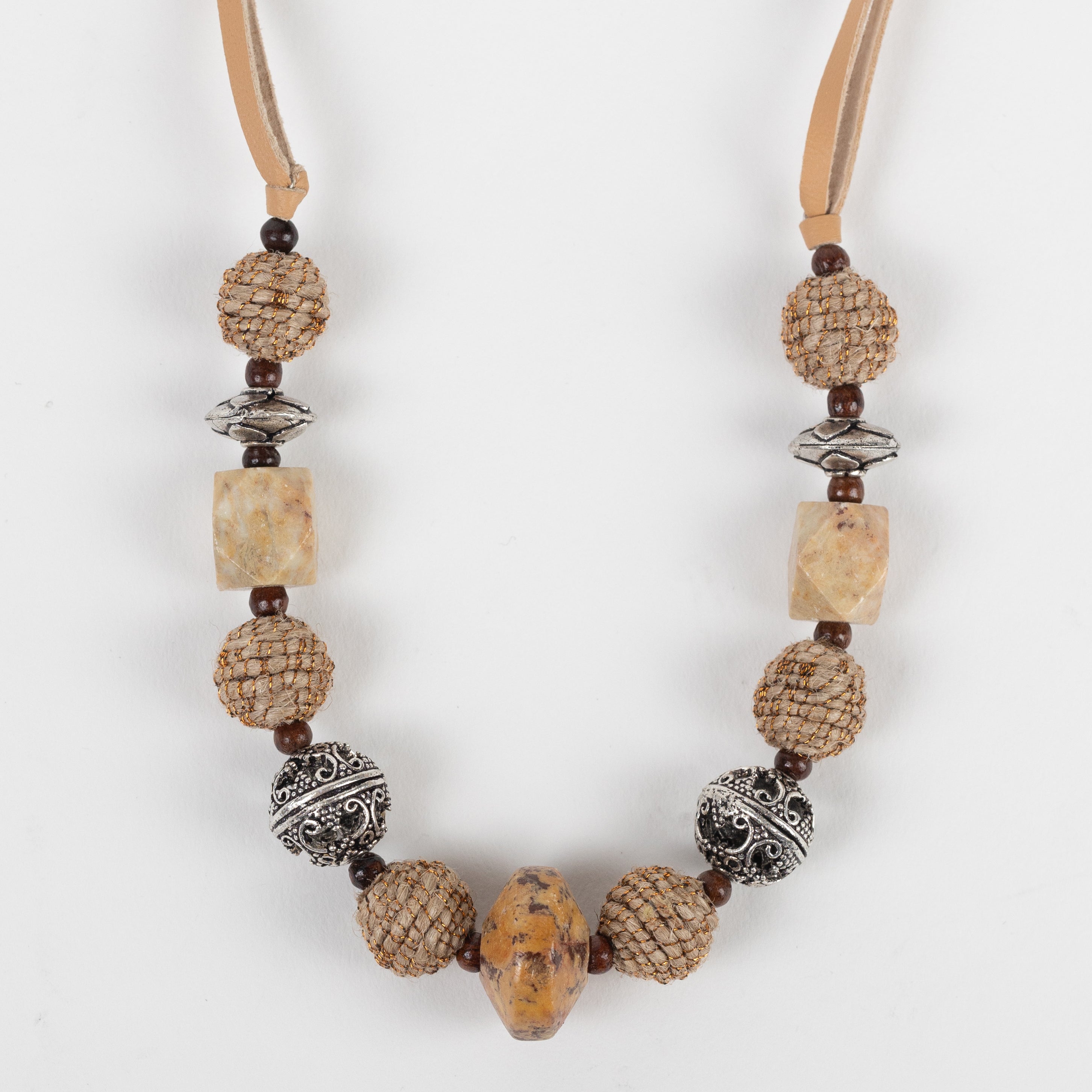 Shaalee Stone Bead & Leather Necklace - Ten Thousand Villages