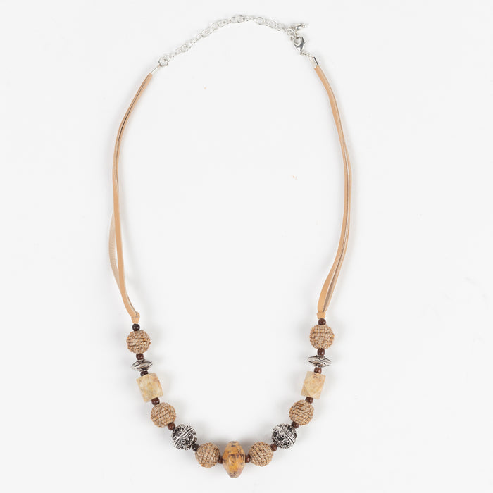 Shaalee Stone Bead & Leather Necklace 2