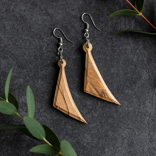 Ashriea Olive Wood Drop Earrings