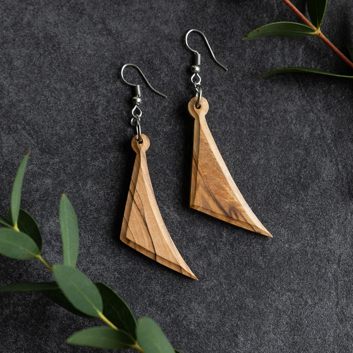 Ashriea Olive Wood Drop Earrings 1