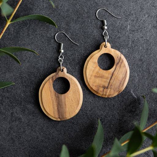 Sadaf Olive Wood Round Earrings