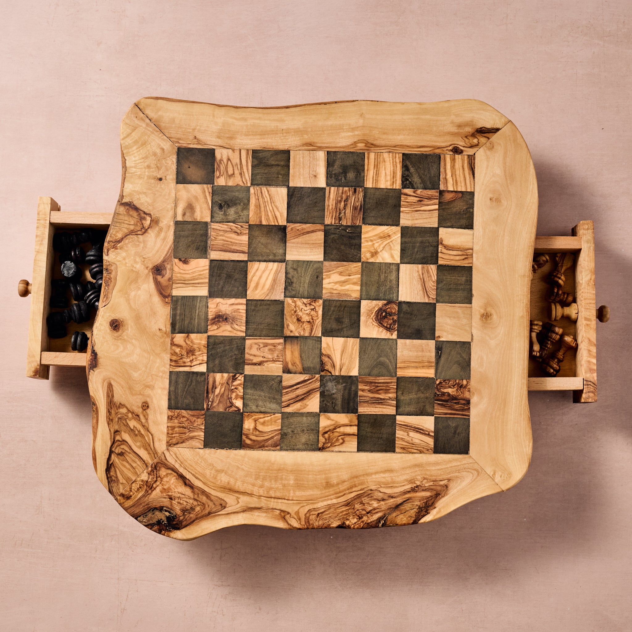 Seira Olive Wood Chess Set with Drawer