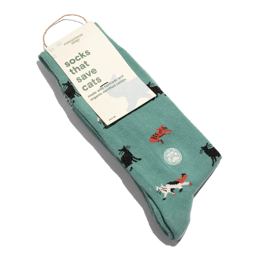 Socks That Save Cats - Teal Medium