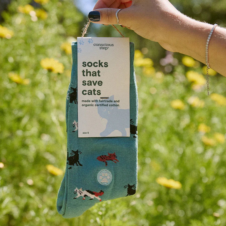 Socks That Save Cats - Teal Medium