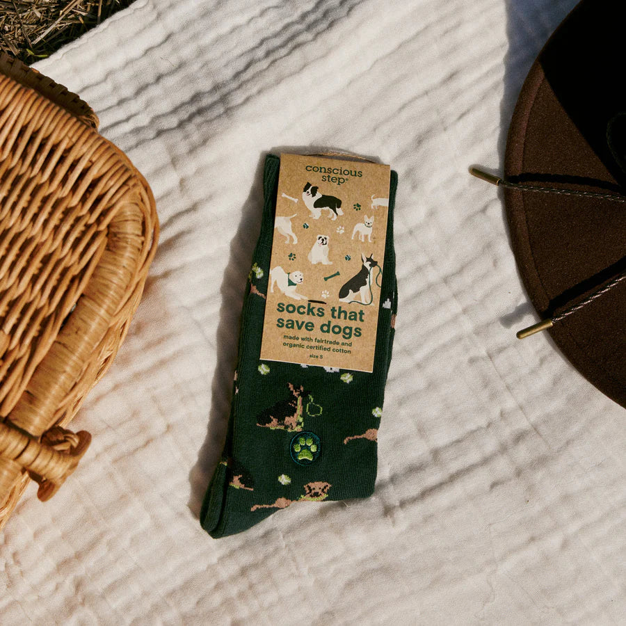 Socks That Save Dogs - Green Medium