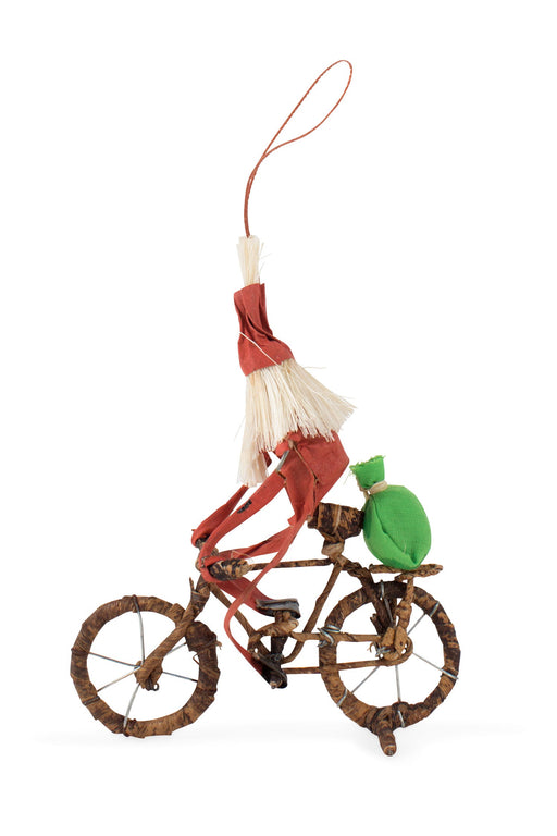 Cycling Santa Ornament