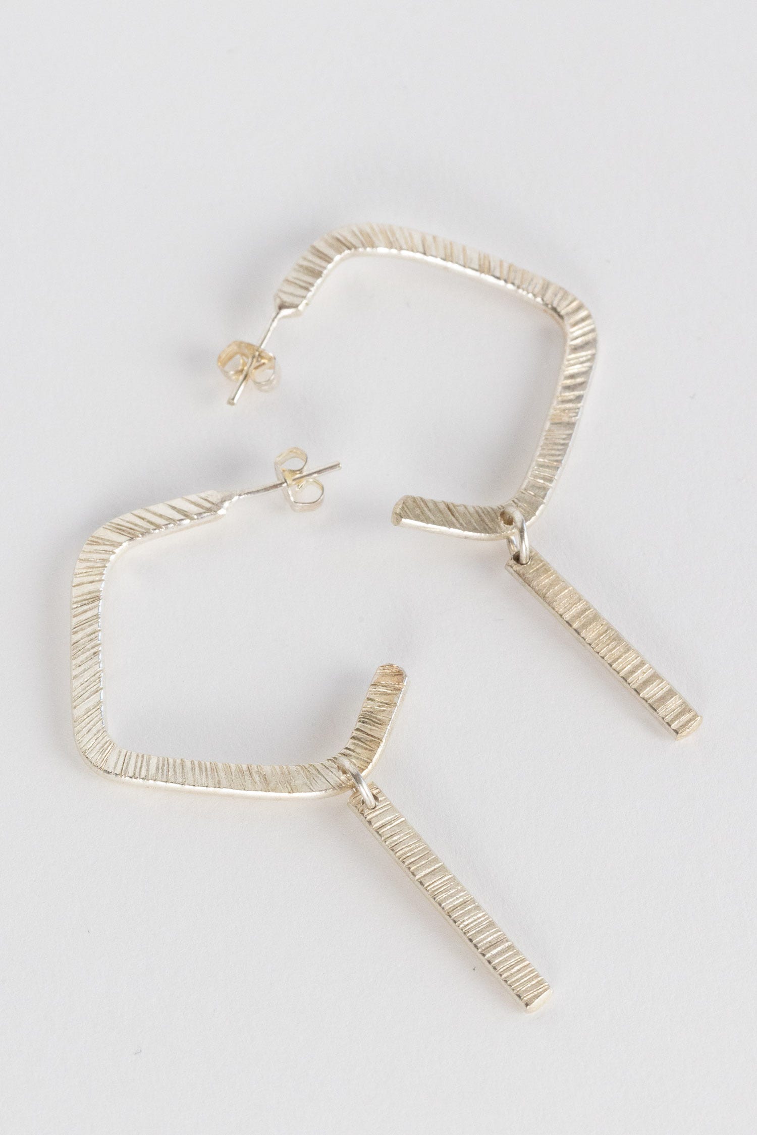 Silver Open Square Hoop Drop Earrings - Ten Thousand Villages