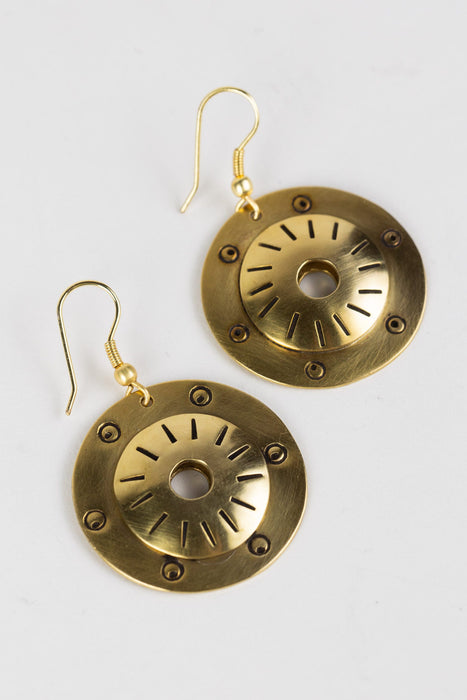 Brass Shield Earrings 3