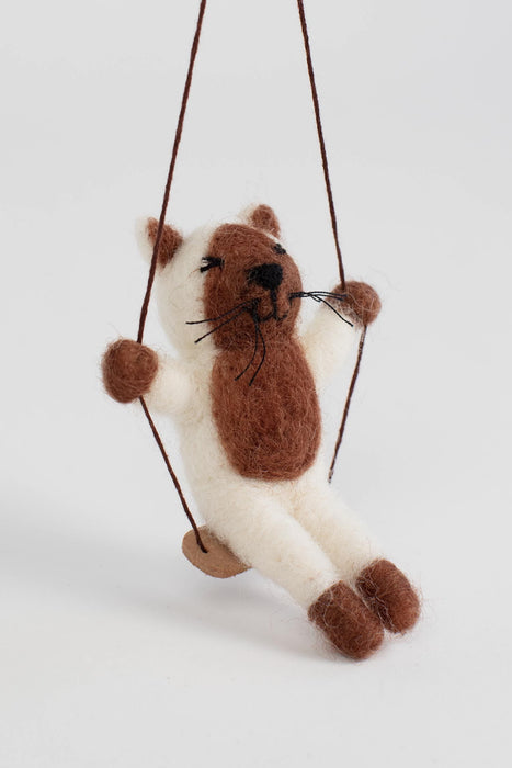 Cat on a Swing Ornament 2