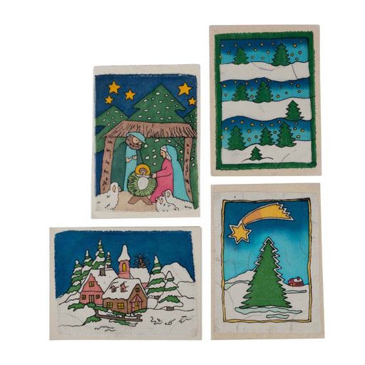 Christmas Cards - Nativity & Trees - Set of 4