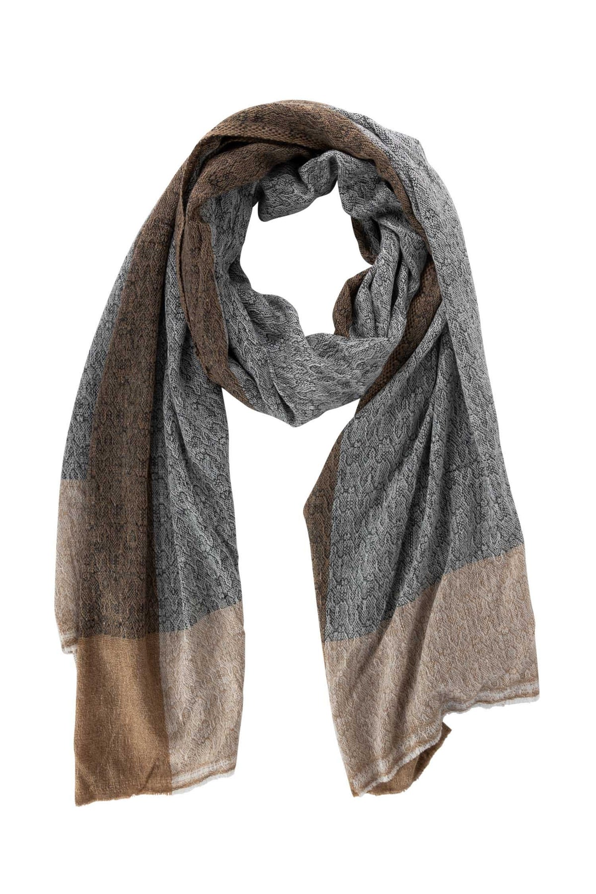 100% wool scarf with fringe detail - Gray