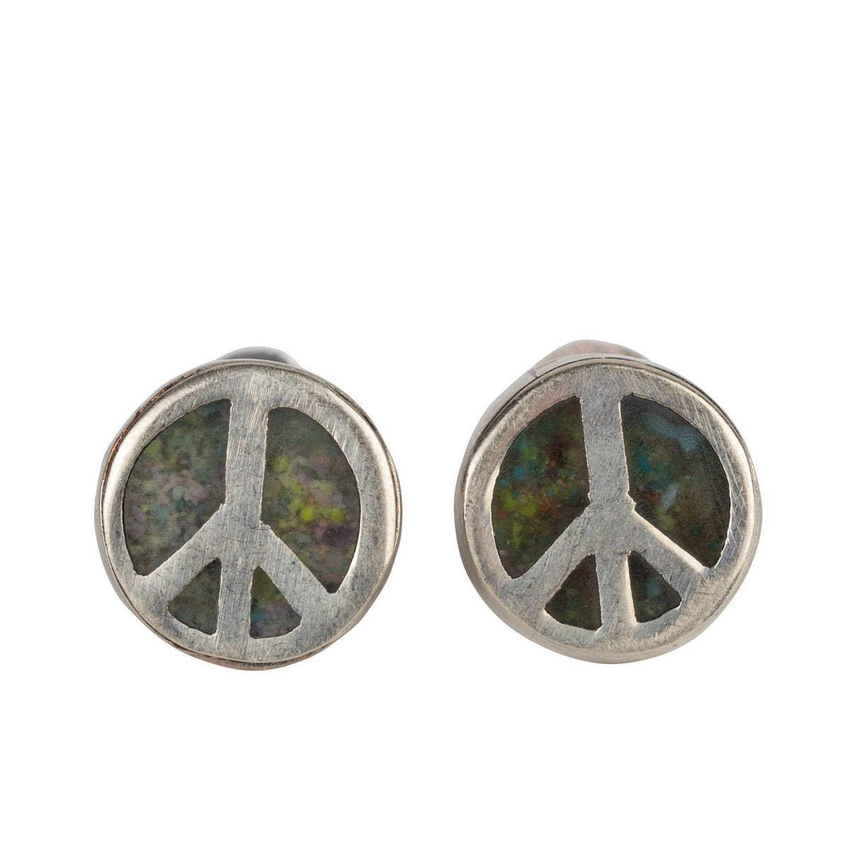 Silver V-Sign Stud Earrings